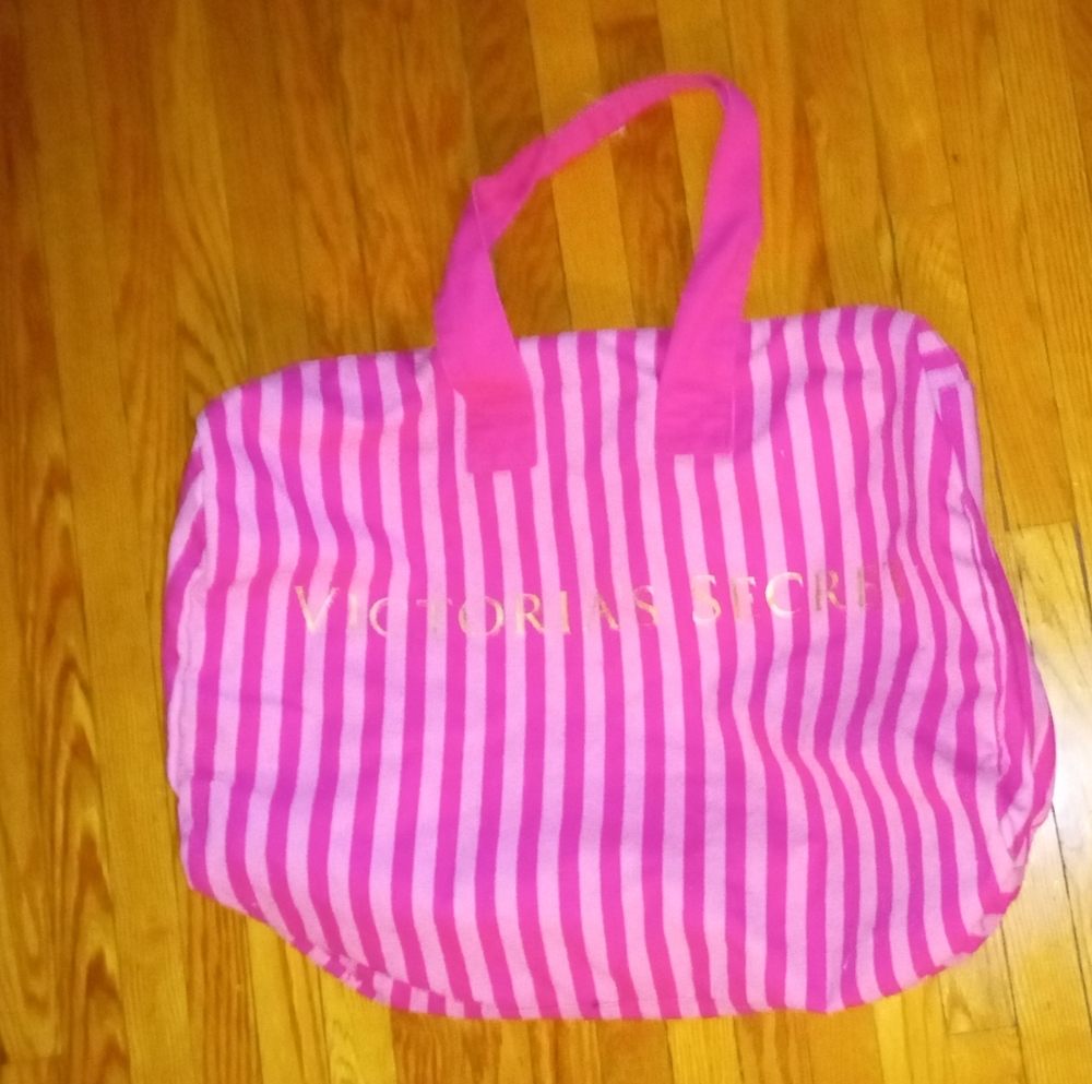 vintage 90's Victoria's Secret Pink and White Striped Tote